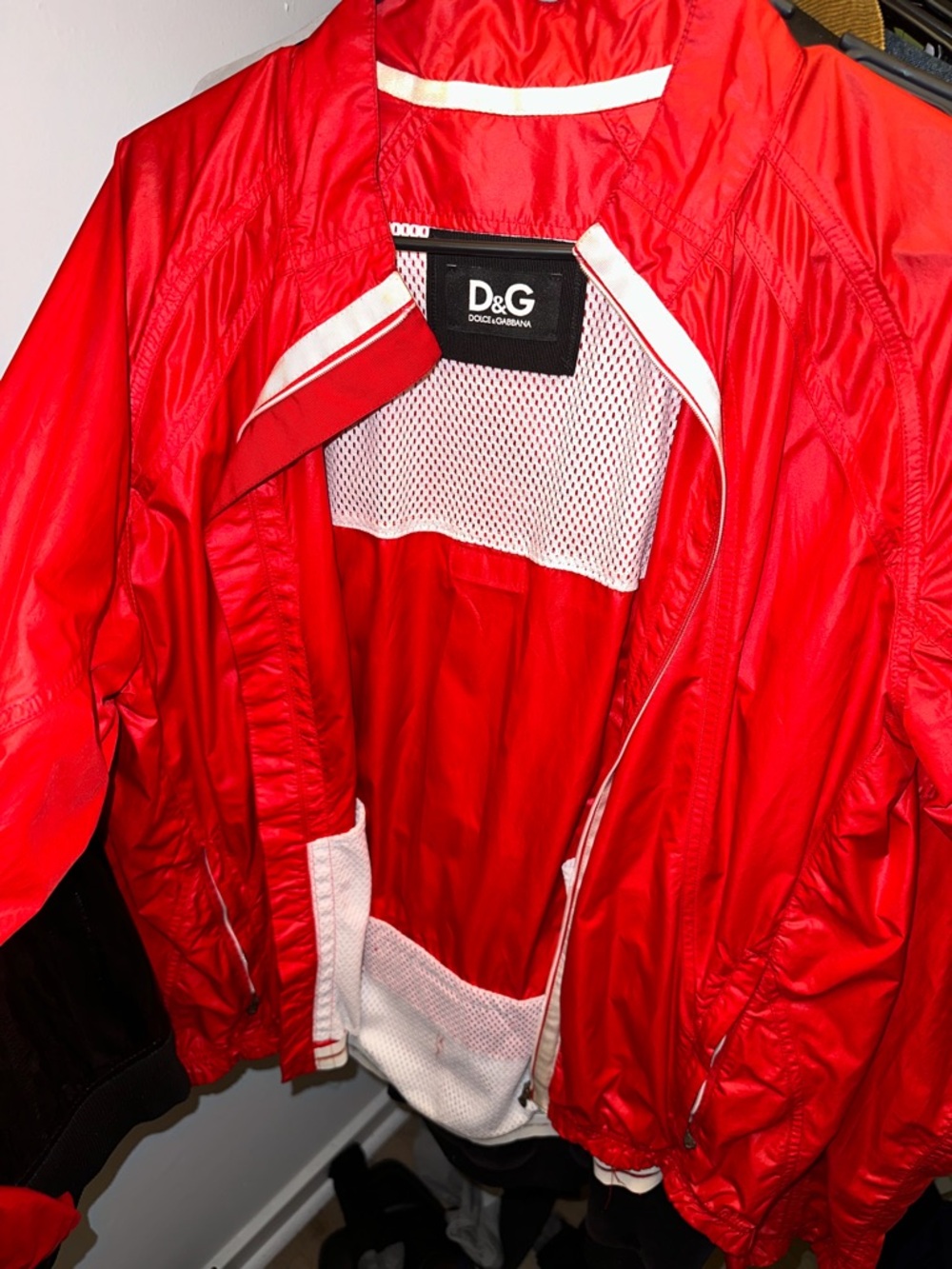 D&G Red Nylon Sport Jacket with White Trim